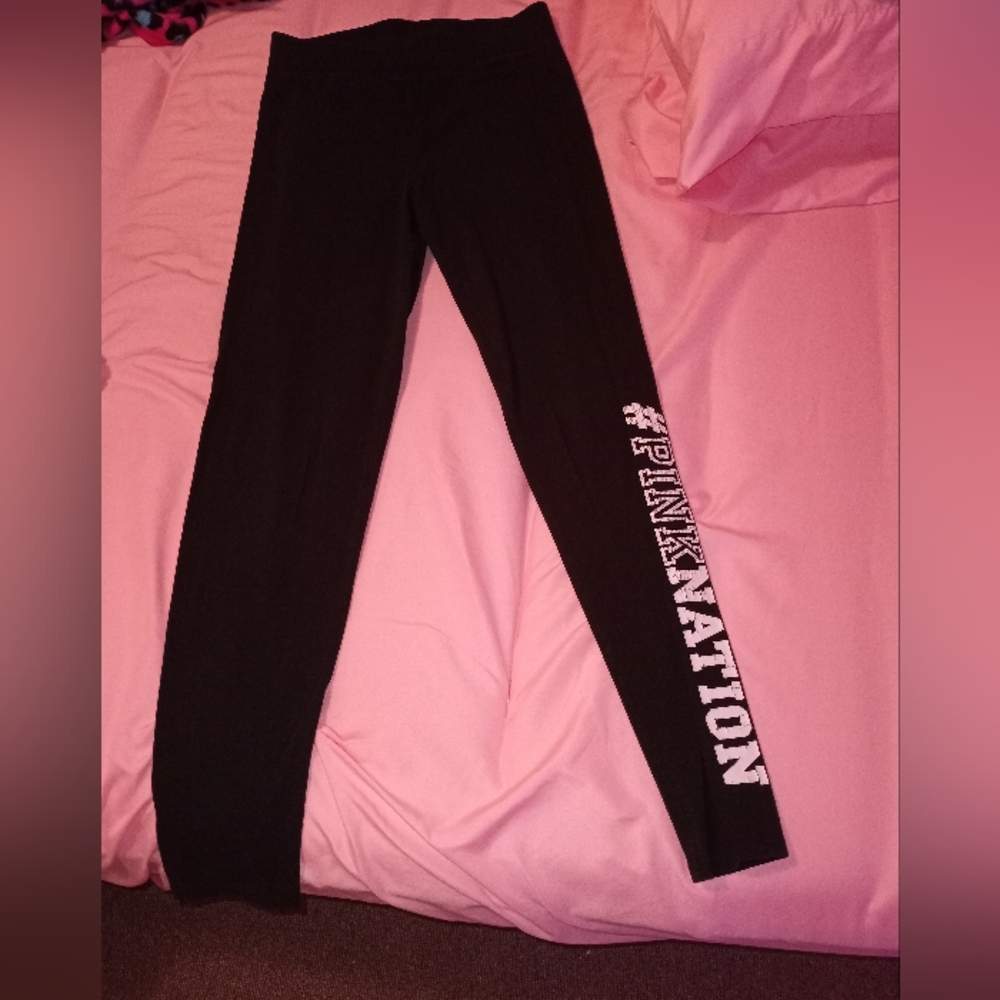 Victoria's Secret Pink, Pink nation leggings size small, black